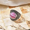 Natural Banded Agate Adjustable Rings RJEW-I108-03AS-13-2