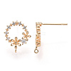 Brass Micro Pave Clear Cubic Zirconia Stud Earring Findings KK-T054-51G-NF-3