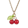 Natural Dyed Malaysia Jade Cherry Pendant Necklaces NJEW-JN04505-1