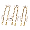 3Pcs 3 Colors Alloy Enamel Flower Charm 304 Stainless Steel Cuban Link Chain Bag Decorative Chains FIND-JF00160-1