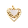 Brass Pave Natural White Shell Heart Charms with Jump Rings KK-S522-08A-G-1