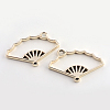 Rack Plating Alloy Fan Open Back Bezel Pendants X-PALLOY-S047-20E-FF-1