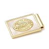 Brass Pave Natural White Shell Religion Rectangle Pendants KK-Q068-32G-2
