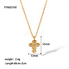 Vintage Cross 304 Stainless Steel Rhinestones Pendant Necklaces for Women LS-UH6931-1-2