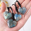 Natural Labradorite Heart Pendant Necklaces PW-WG04E68-01-3