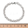 Heart Brass Micro Pave Clear Cubic Zirconia Link Chain Bracelets for Women BJEW-C156-07C-P-5