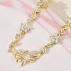 Brass Micro Pave Cubic Zirconia Link Chain Bracelets for Women BJEW-C156-04E-04G-3