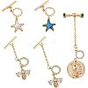 SUPERFINDINGS 5Pcs 5 Styles Brass Toggle Clasps KK-FH0004-71-1