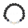 Natural Lava Rock & Lapis Lazuli & Dyed Quartz Round Beads Stretch Bracelets for Women BJEW-JB12789-01-2