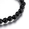 Natural Black Agate(Dyed & Heated) Stretch Bracelets BJEW-F354-21-5