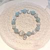 Round Alloy & Cat Eye & Natural Aquamarine Round Beaded Charm Bracelets for Women WG9D4EC-10-1