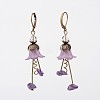 Natural Gemstone Chip Beads and Flower Czech Glass Beads Leverback Earrings EJEW-JE01692-03-2