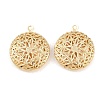 Flat Round Brass Hollow Locket Pendants KK-K414-11B-G-1