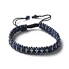 Natural Lapis Lazuli and Synthetic Hematite Adjustable Braided Bead Bracelets BJEW-H626-01-07-4