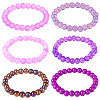 6Pcs 6 Styles 8mm Glass Round Beaded Stretch Bracelet Sets BJEW-TAC0022-2