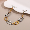 Two Tone 304 Stainless Steel Rectangle Link Chain Bracelets with OT Clasps for Women WG05454-03-2