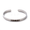 Non-Tarnish 304 Stainless Steel Moon Phase Open Cuff Bangle for Men Women BJEW-H551-01P-2