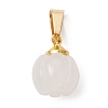 Natural White Jade Pumpkin Charms with Golden Tone 304 Stainless Steel Snap on Bails PALLOY-JF02349-03-3