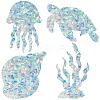 16Pcs 4 Styles Waterproof Plastic Colored Laser Stained Window Film Static Stickers DIY-WH0314-143-1