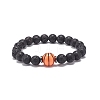 Natural Lava Rock & Synthetic Hematite & Acrylic Beaded Stretch Bracelet BJEW-JB08553-01-1