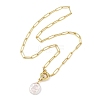 Natural Baroque Pearl Keshi Pearl Coin Pendant Brass Paperclip Chain Necklaces for Women NJEW-JN06143-2