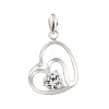 Fine Silver Pave Clear Cubic Zirconia Pendants STER-P069-03B-S-1