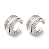 Rack Plating Brass Pave Clear Cubic Zirconia Ring Cuff Earrings for Women EJEW-P280-07P-1