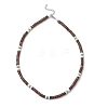 2Pcs 2 Colors Natural Coconut & Natural Magnesite Heishi Beaded Necklaces NJEW-JN05308-6