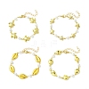 4Pcs 304 Stainless Steel & Shell Pearl Link Chains Bracelets for Women BJEW-JB13815-3