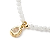 Cubic Zirconia Teardrop Pendant Necklace with Natural Moonstone Beaded Chains NJEW-JN04121-03-6