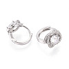 Brass Micro Pave Clear Cubic Zirconia Flower Hoop Earrings EJEW-T048-43P-2