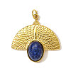 304 Stainless Steel with Natural Lapis Lazuli Pendants STAS-OY001-66G-1