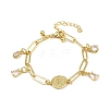Rack Plating Teardrop Brass Micro Pave Cubic Zirconia Charm Bracelets BJEW-L702-01G-4