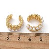 Rack Plating Brass Cuff Earrings with Plastic Pearl Beaded EJEW-D064-02G-3