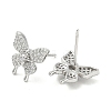 Rack Plating Brass Micro Pave Clear Cubic Zirconia Stud Earrings for Women EJEW-M260-13P-B-2