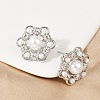 Flower Brass ABS Imitation Pearl Stud Earrings EJEW-M082-09P-5