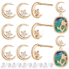 BENECREAT 10Pcs Brass Micro Pave Cubic Clear Zirconia Moon & Star Stud Earring Findings KK-BC0011-05-1