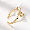 Brass Pave Clear Cubic Zirconia Cuff Rings RJEW-P173-01G-01-2