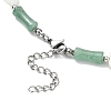 Natural Shell Heart & Green Aventurine Bamboo Beaded Necklace NJEW-TA00123-5