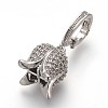 Eco-Friendly Brass Micro Pave Cubic Zirconia Bead Cap Bails KK-P156-25P-NR-1