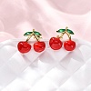 Brass Enamel Stud Earrings EJEW-D322-06G-03-1