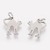 Non-Tarnish 201 Stainless Steel Kitten Pendants STAS-S105-T465S-2