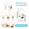 16Pcs 8 Styles Brass Wine Glass Charms AJEW-GO00005-2