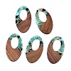 Transparent Resin and Walnut Wood Pendants RESI-T057-02J-1