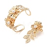 Flower Alloy Cuff Bangle & Ring Sets for Women SJEW-C005-04G-2