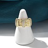 Brass Micro Pave Clear Cubic Zirconia Cuff Finger Rings for Women RJEW-B112-05G-2