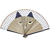 Cat Pattern Bamboo with Satin Folding Fan WOCR-PW0005-01B-03-1