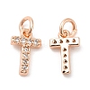 Brass Micro Pave Grade AAA Cubic Zirconia Charms ZIRC-P067-11RG-T-NR-2