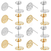 8Pcs 4 Styles 201 Stainless Steel Flat Round Stud Earring Findings STAS-LP0001-18-1