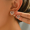 Shiny Brass Clear Cubic Zirconia Hollow Heart Stud Earrings for Fashionable Daily Parties QY6439-1